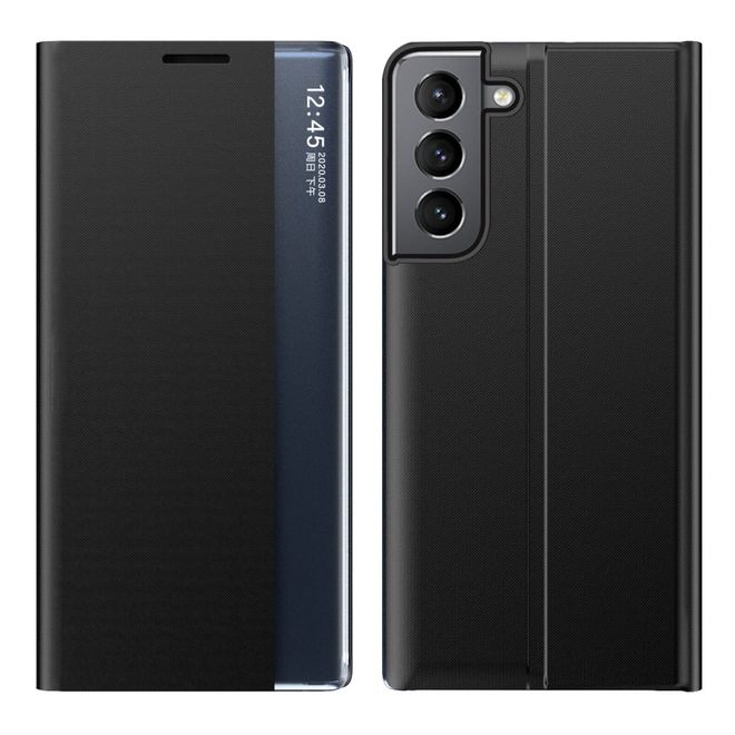 Samsung Galaxy S22 Hülle - Kunstleder Bookcover mit Sichtfenster - schwarz