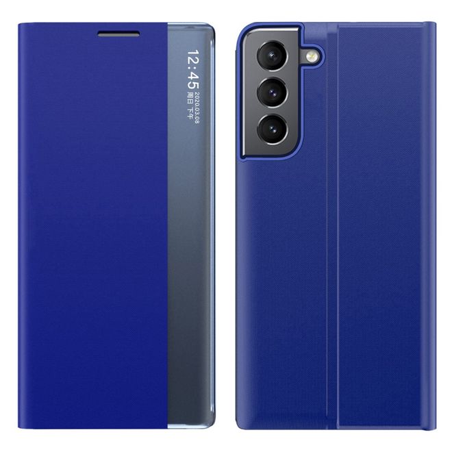 Samsung Galaxy S22 Hülle - Kunstleder Bookcover mit Sichtfenster - blau