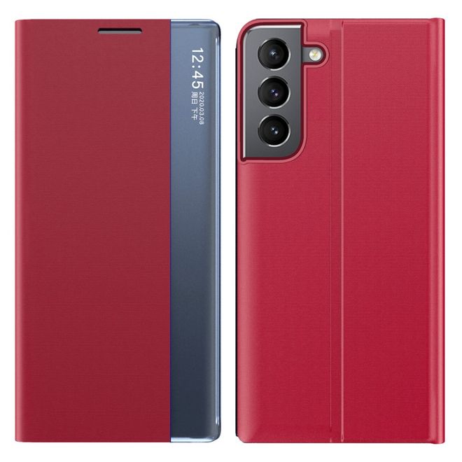 Samsung Galaxy S22+ Hülle - Kunstleder Bookcover mit Sichtfenster - rot
