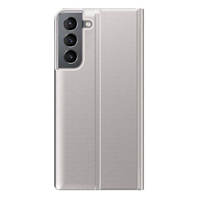 Samsung Galaxy S22+ Hülle - Kunstleder Bookcover mit Sichtfenster - silber