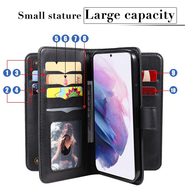 Samsung Galaxy S22+ Hülle - Kunstleder Portemonnaie mit Standfunktion - schwarz