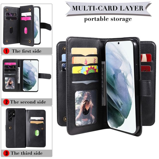 Samsung Galaxy S22 Ultra Hülle - Kunstleder Portemonnaie mit Standfunktion - purpur