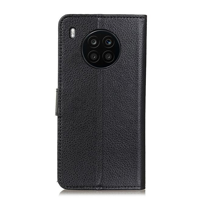 Honor 50 Lite / Huawei Nova 8i Handy Hülle - Litchi Leder Bookcover Series - schwarz