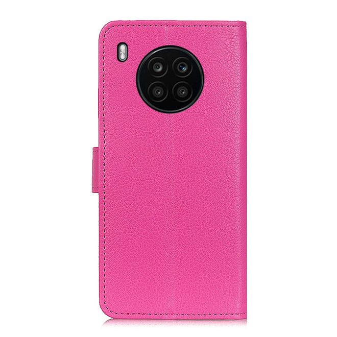 Honor 50 Lite / Huawei Nova 8i Handy Hülle - Litchi Leder Bookcover Series - rosa