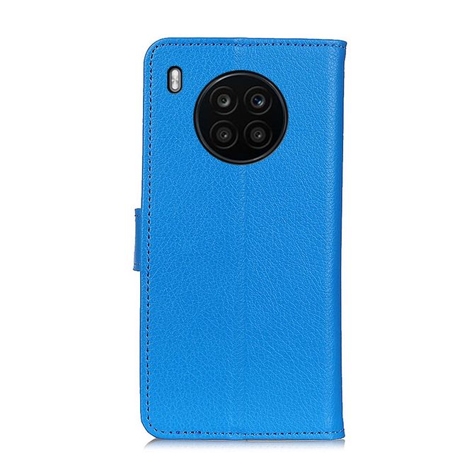 Honor 50 Lite / Huawei Nova 8i Handy Hülle - Litchi Leder Bookcover Series - blau