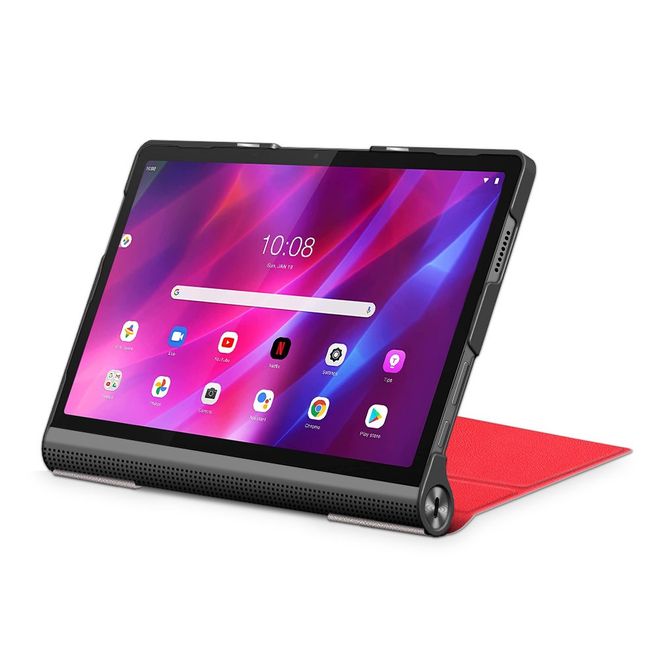 Lenovo Yoga Tab 11 Case - Faux Leather Book Cover with Kickstand - Red