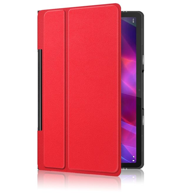 Lenovo Yoga Tab 11 Case - Faux Leather Book Cover with Kickstand - Red