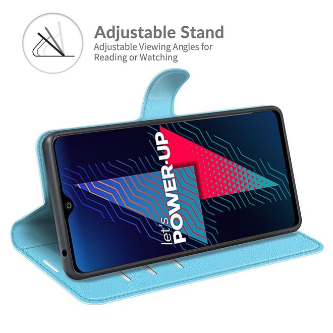Wiko Power U30 Handy Hülle - Litchi Leder Bookcover Series - blau