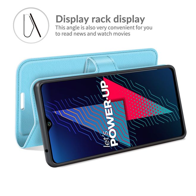 Wiko Power U30 Handy Hülle - Litchi Leder Bookcover Series - blau