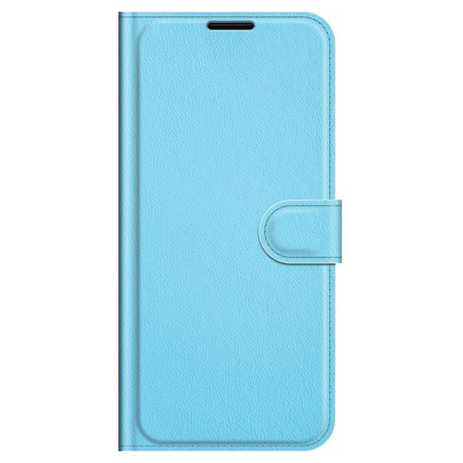 Wiko Power U30 Handy Hülle - Litchi Leder Bookcover Series - blau