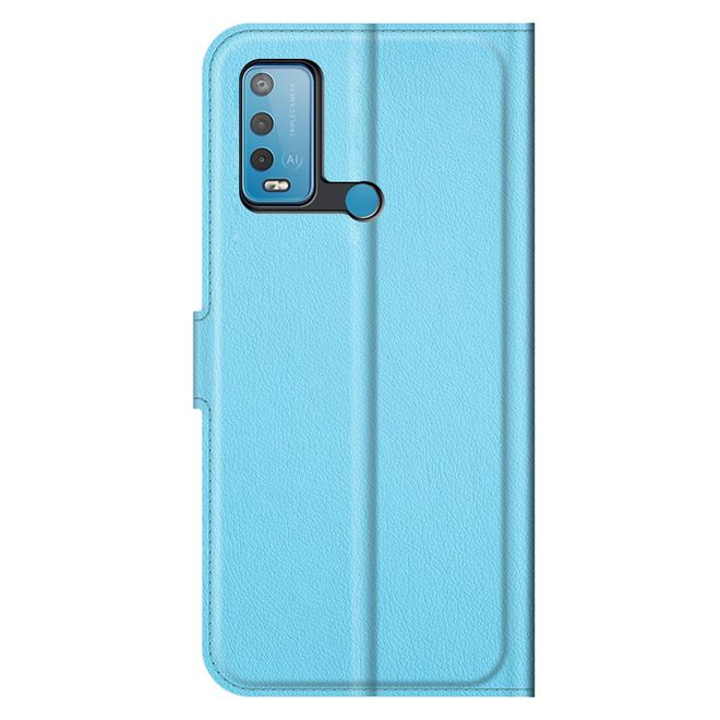 Wiko Power U30 Handy Hülle - Litchi Leder Bookcover Series - blau