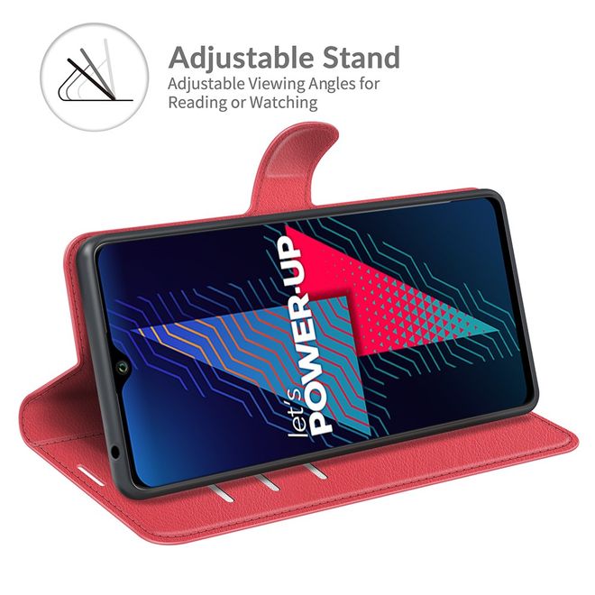 Wiko Power U30 Handy Hülle - Litchi Leder Bookcover Series - rot