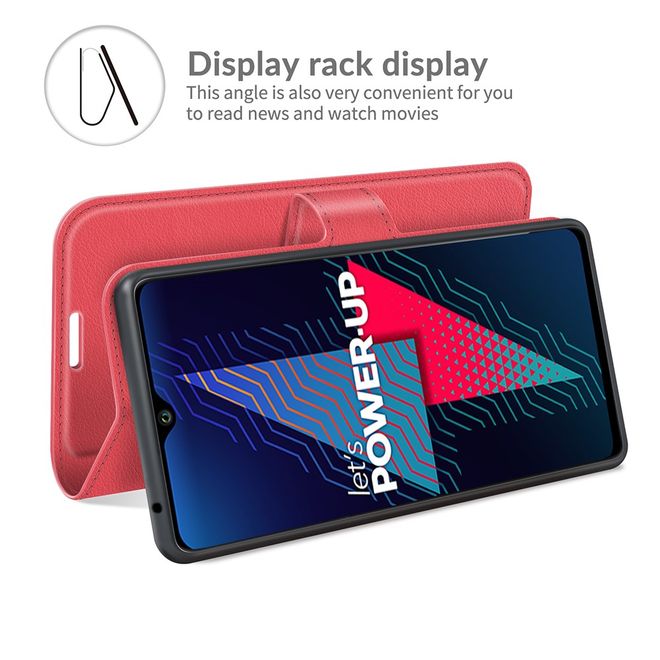 Wiko Power U30 Handy Hülle - Litchi Leder Bookcover Series - rot