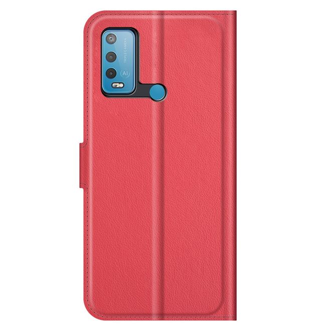 Wiko Power U30 Handy Hülle - Litchi Leder Bookcover Series - rot