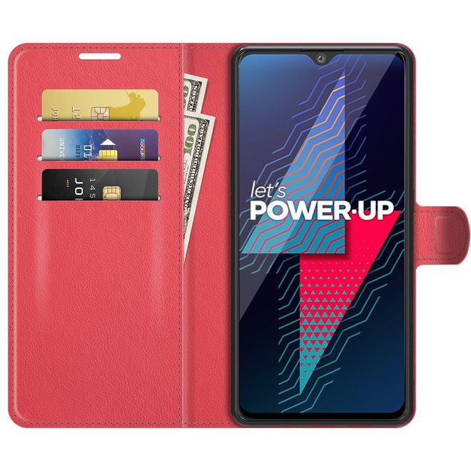 Wiko Power U30 Handy Hülle - Litchi Leder Bookcover Series - rot