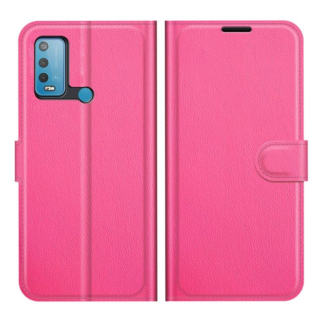 Wiko Power U30 Handy Hülle - Litchi Leder Bookcover Series - rosa