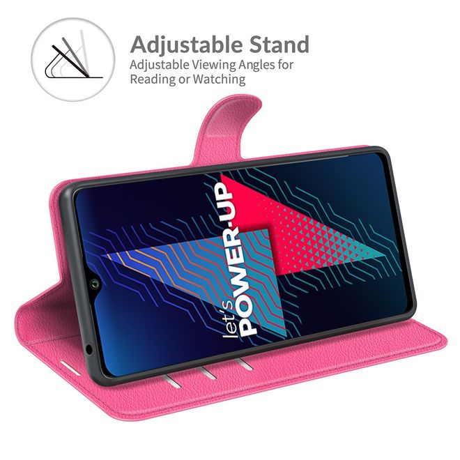 Wiko Power U30 Handy Hülle - Litchi Leder Bookcover Series - rosa