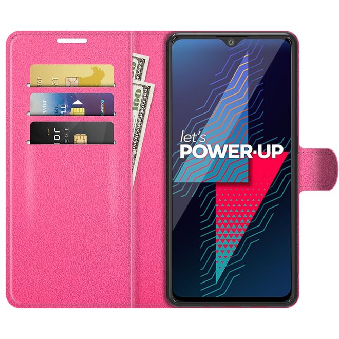 Wiko Power U30 Handy Hülle - Litchi Leder Bookcover Series - rosa