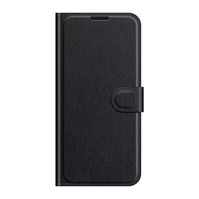 Wiko Power U30 Handy Hülle - Litchi Leder Bookcover Series - schwarz