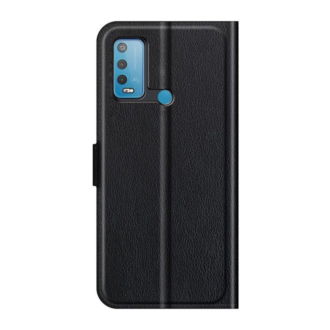 Wiko Power U30 Handy Hülle - Litchi Leder Bookcover Series - schwarz