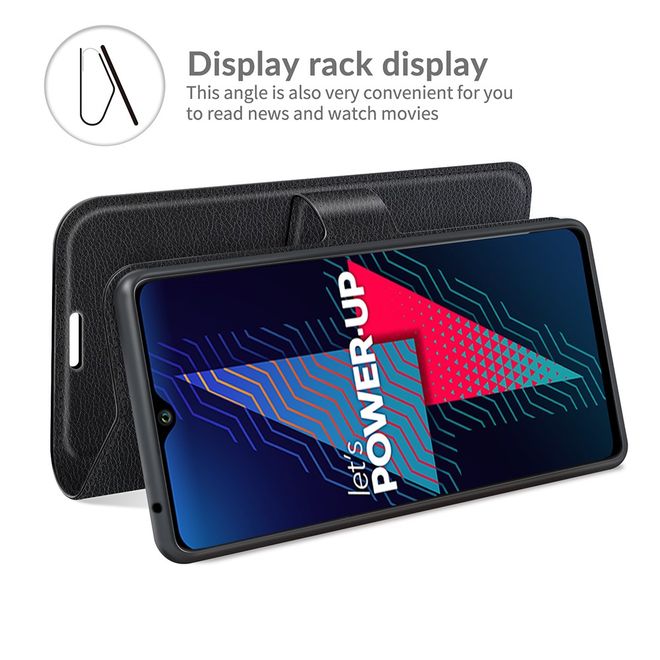 Wiko Power U30 Handy Hülle - Litchi Leder Bookcover Series - schwarz