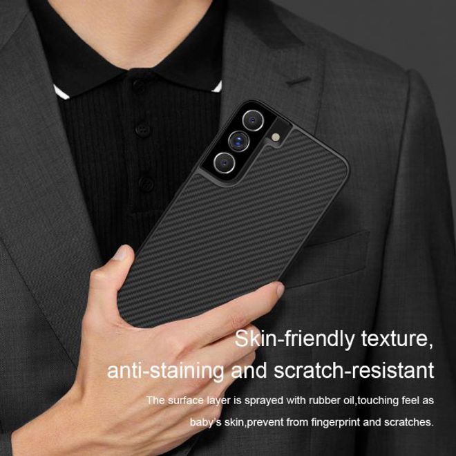 Nillkin - Samsung Galaxy S22+ Handy Case - Hülle aus Plastik/Carbon - Synthetic Fiber Series - schwarz