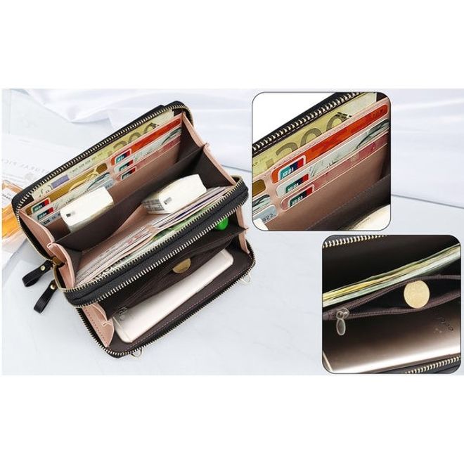 Universelle Crossbody Handy Clutch - Umhängetasche mit Portemonnaie & extrafach für Handy  - rosa