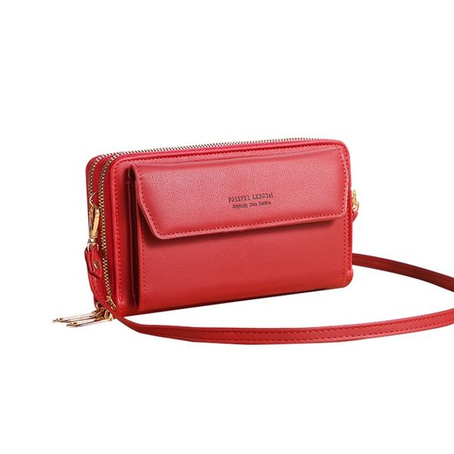 Universelle Crossbody Handy Clutch - Umhängetasche mit Portemonnaie & extrafach für Handy  - rot