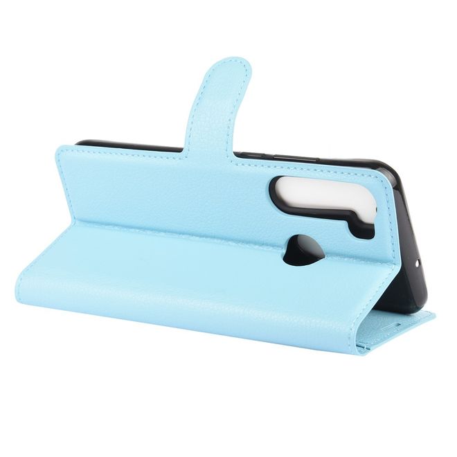 HTC Desire 20 Pro Handy Hülle - Litchi Leder Bookcover Series - blau