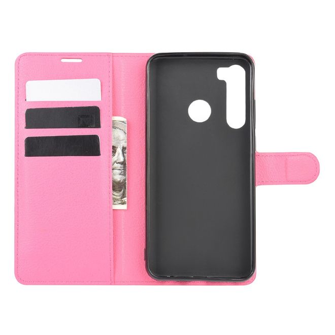 HTC Desire 20 Pro Handy Hülle - Litchi Leder Bookcover Series - rosa