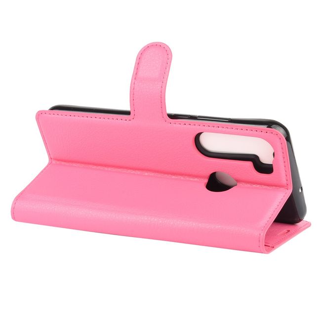 HTC Desire 20 Pro Handy Hülle - Litchi Leder Bookcover Series - rosa