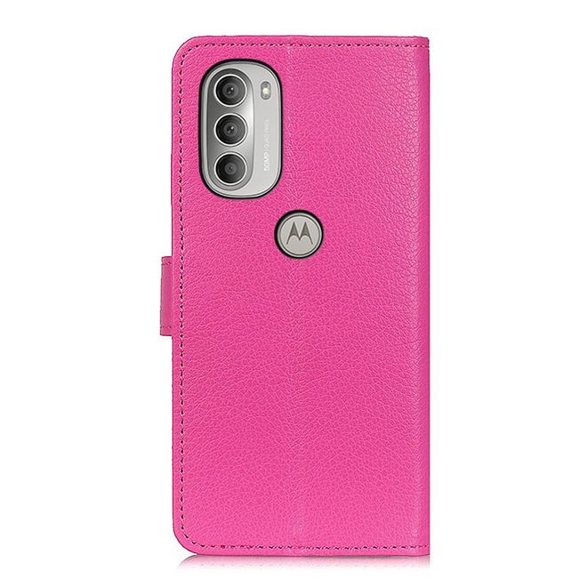 Motorola Moto G51 5G Handy Hülle - Litchi Leder Bookcover Series - rosa