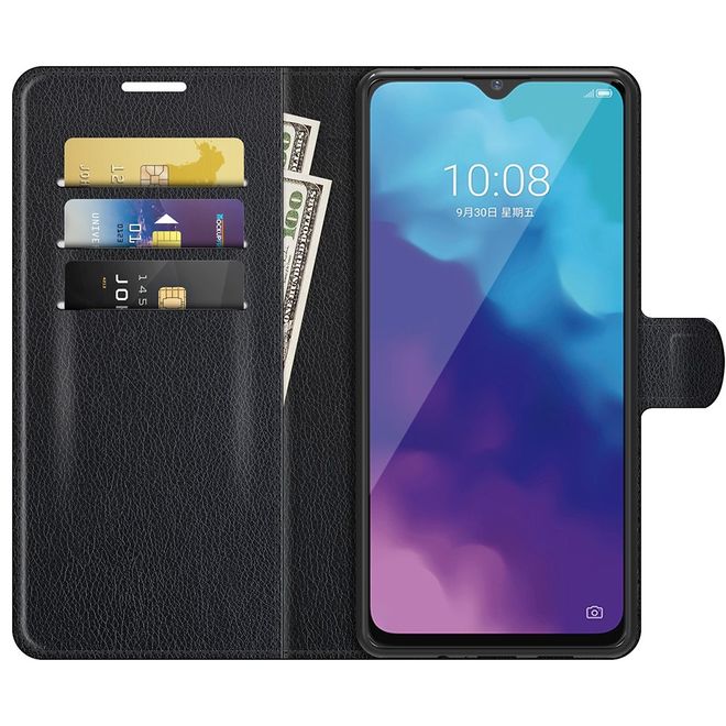 ZTE Blade V30 Vita / Blade V2020 5G Handy Hülle - Litchi Leder Bookcover Series - schwarz