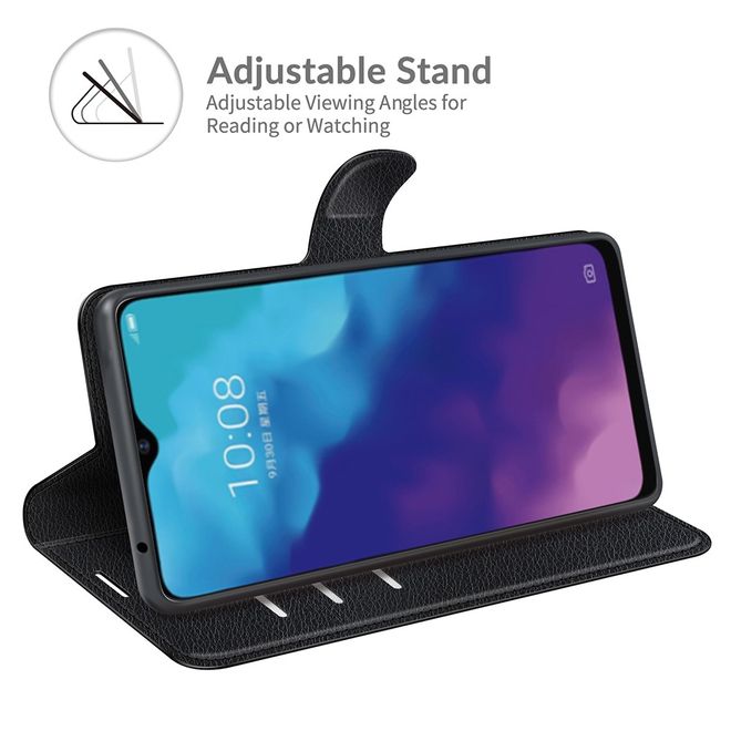 ZTE Blade V30 Vita / Blade V2020 5G Handy Hülle - Litchi Leder Bookcover Series - schwarz