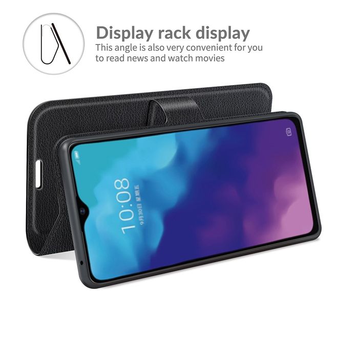 ZTE Blade V30 Vita / Blade V2020 5G Handy Hülle - Litchi Leder Bookcover Series - schwarz