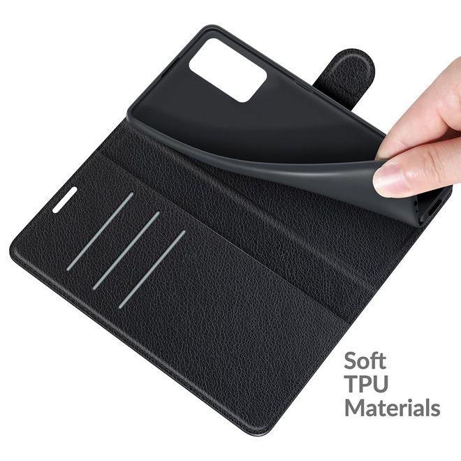ZTE Blade V30 Vita / Blade V2020 5G Handy Hülle - Litchi Leder Bookcover Series - schwarz