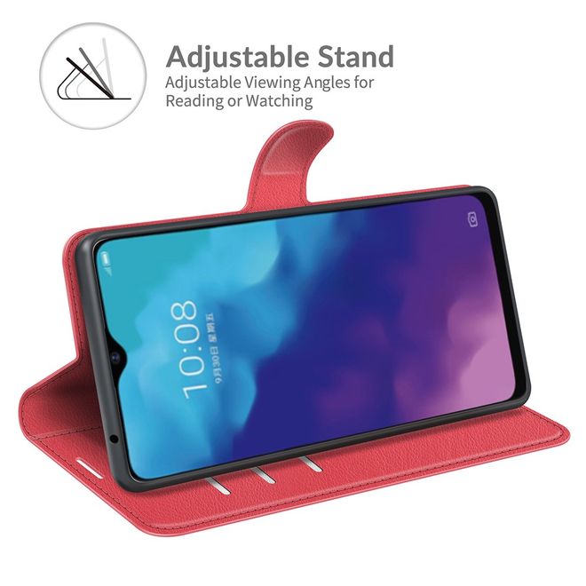 ZTE Blade V30 Vita / Blade V2020 5G Handy Hülle - Litchi Leder Bookcover Series - rot