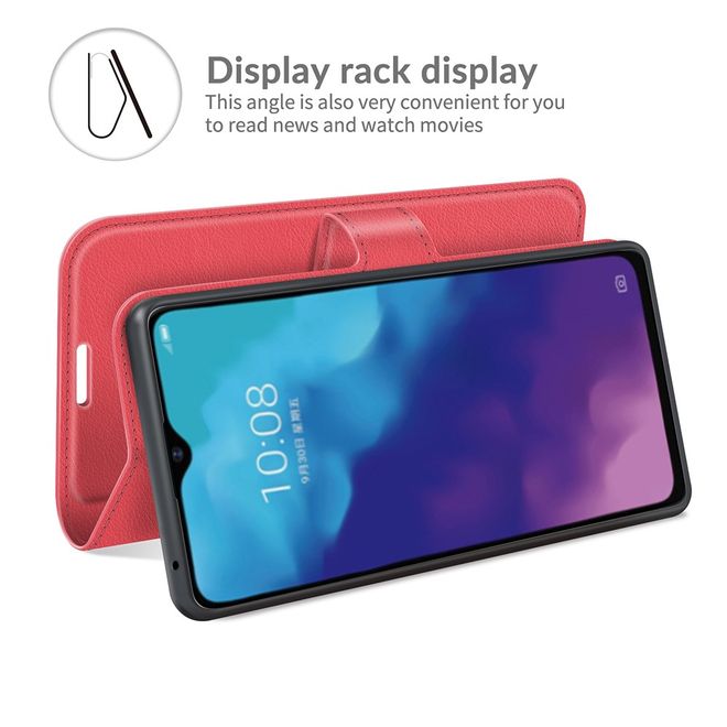ZTE Blade V30 Vita / Blade V2020 5G Handy Hülle - Litchi Leder Bookcover Series - rot