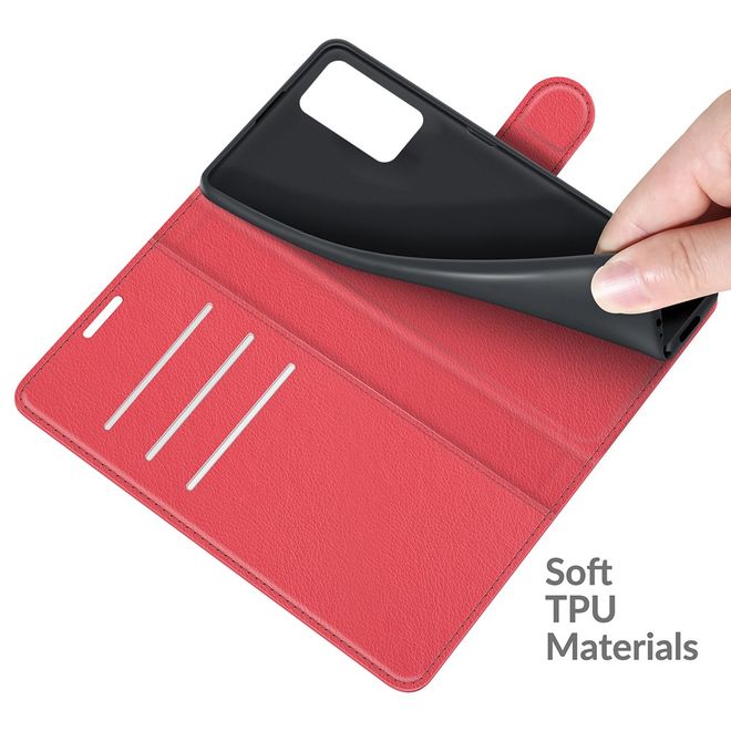 ZTE Blade V30 Vita / Blade V2020 5G Handy Hülle - Litchi Leder Bookcover Series - rot