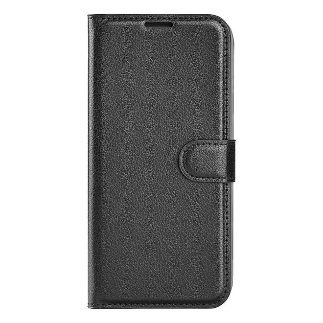 ZTE Blade V30 Handy Hülle - Litchi Leder Bookcover Series - schwarz