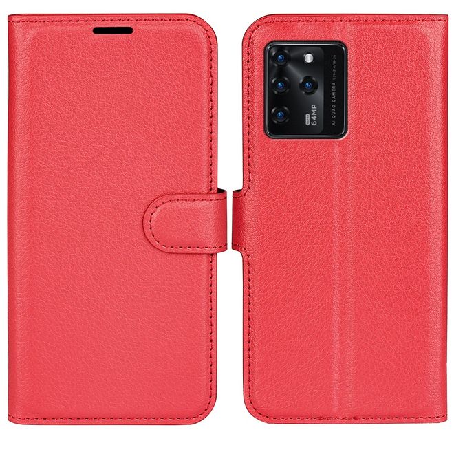 ZTE Blade V30 Handy Hülle - Litchi Leder Bookcover Series - rot