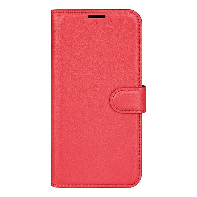 ZTE Blade V30 Handy Hülle - Litchi Leder Bookcover Series - rot