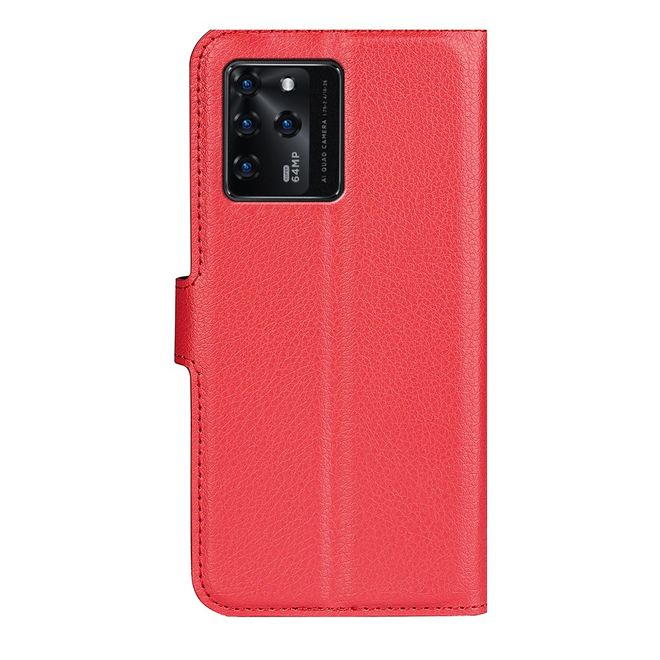ZTE Blade V30 Handy Hülle - Litchi Leder Bookcover Series - rot