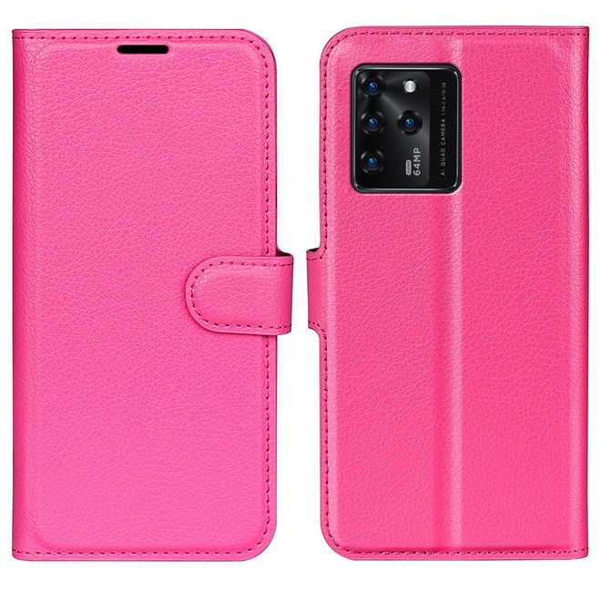 ZTE Blade V30 Handy Hülle - Litchi Leder Bookcover Series - rosa