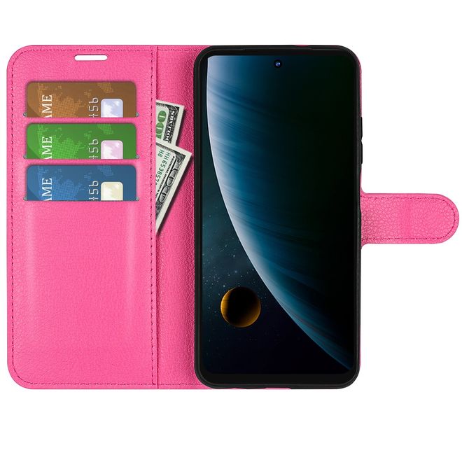 ZTE Blade V30 Handy Hülle - Litchi Leder Bookcover Series - rosa