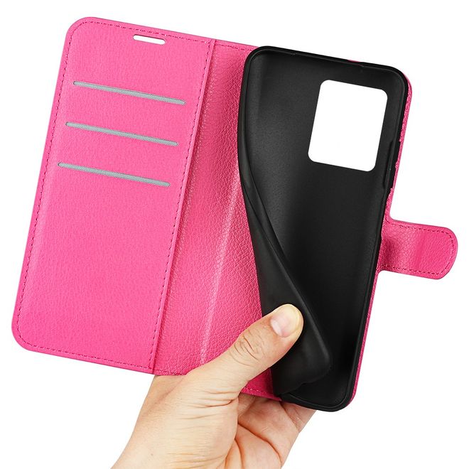 ZTE Blade V30 Handy Hülle - Litchi Leder Bookcover Series - rosa