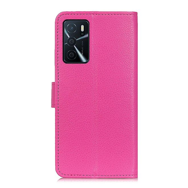 Oppo A16s / A54s Handy Hülle - Litchi Leder Bookcover Series - rosa