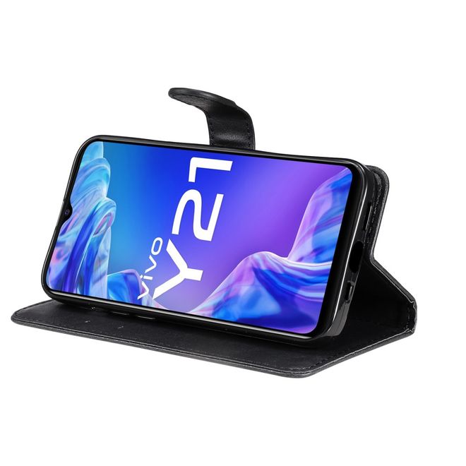 vivo Y21 / Y21s / Y33s Handy Hülle - Classic II Leder Bookcover Series - schwarz