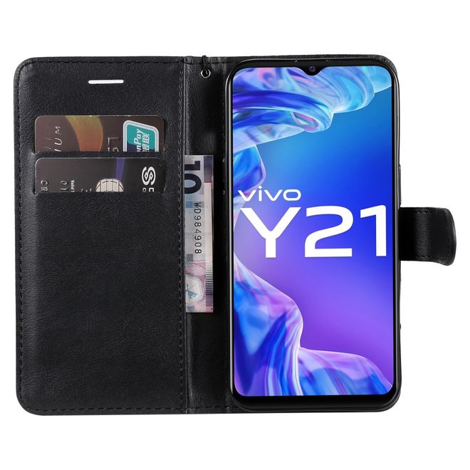 vivo Y21 / Y21s / Y33s Handy Hülle - Classic II Leder Bookcover Series - schwarz