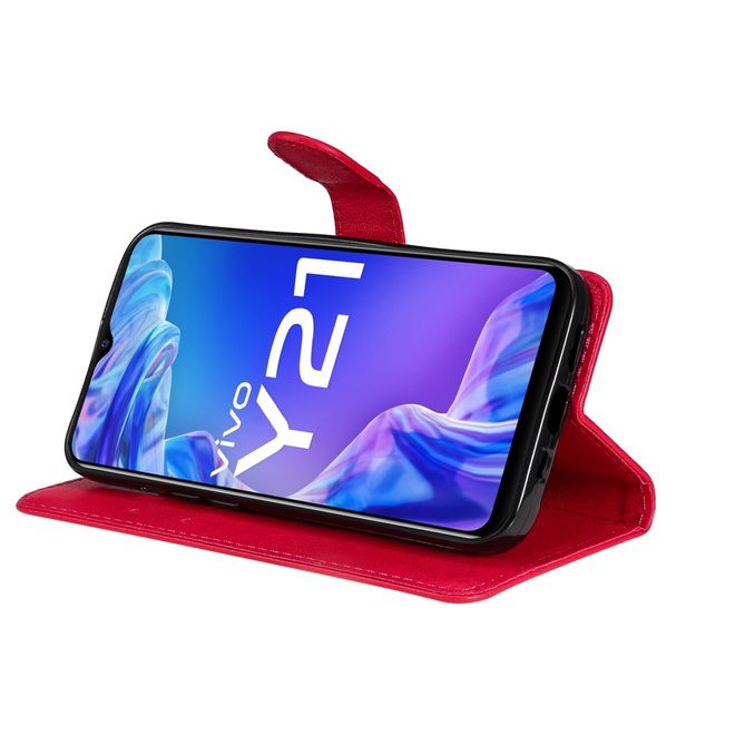 vivo Y21 / Y21s / Y33s Handy Hülle - Classic II Leder Bookcover Series - rot